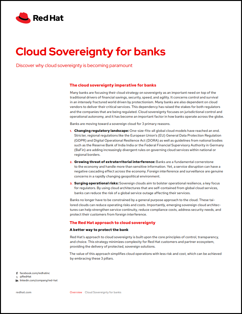 Digital sovereignty for banks Control and compliance with Red Hat