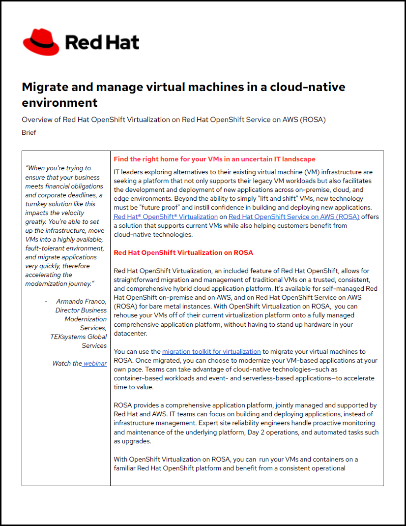 Migrate and manage virtual machines in a cloud-native environment